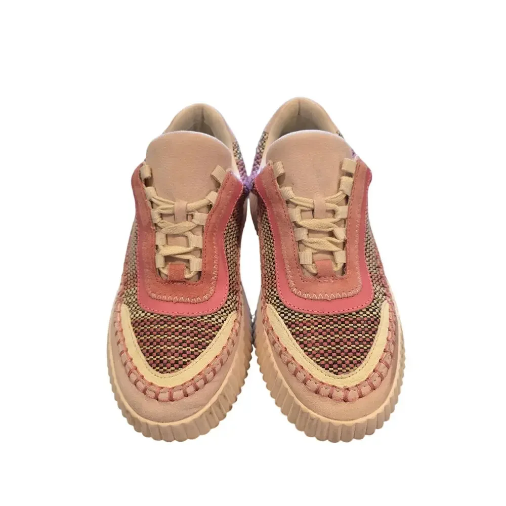 Dolce Vita Pink Multi Woven Platform‎ Sneakers Womens Lace Up Casual Shoes